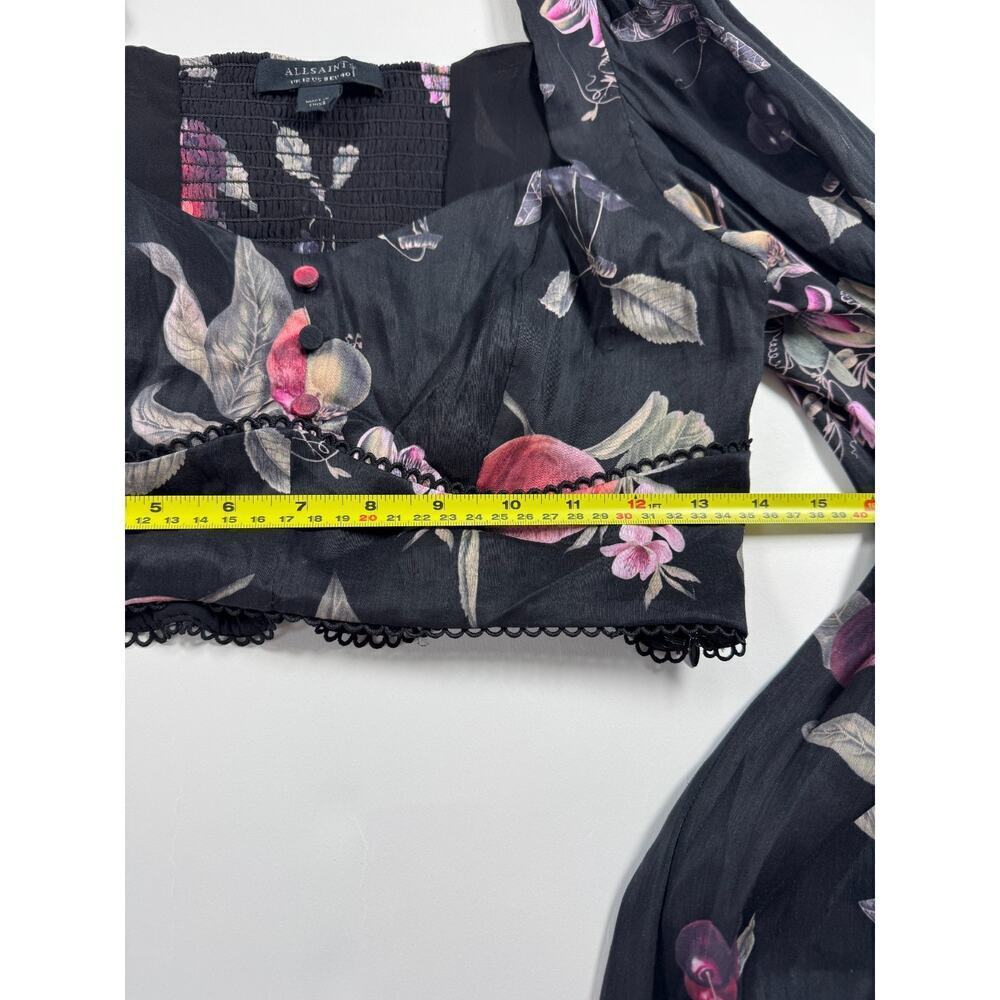 ALLSAINTS Ria Soleil Linen & Silk Crop Top In Black New Without Tags Size 8 $219 - Picture 6 of 7